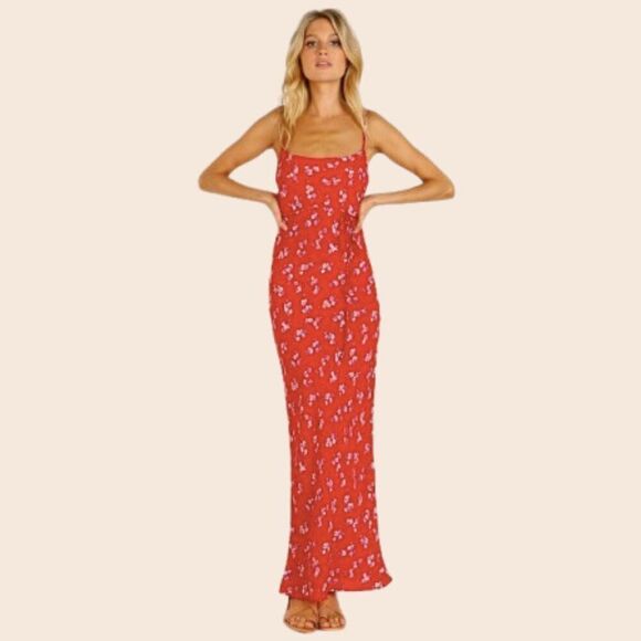 Flynn Skye Dresses & Skirts - Flynn Skye Jackie Ciao For Now Red Floral Slip Dress Size XS